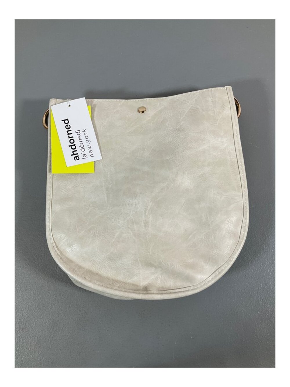 ahdorned Cream U-Shaped Messenger Bag with Dual Straps and Pouch, Unisex, Gold-T